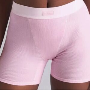 Skims Cotton Rib Boxer in Baby Pink Size XS
